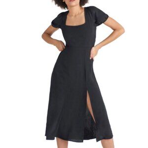 Black Tape_ Classic Black Tie Back Puff Sleeve Midaxi Dress Size XL NWT